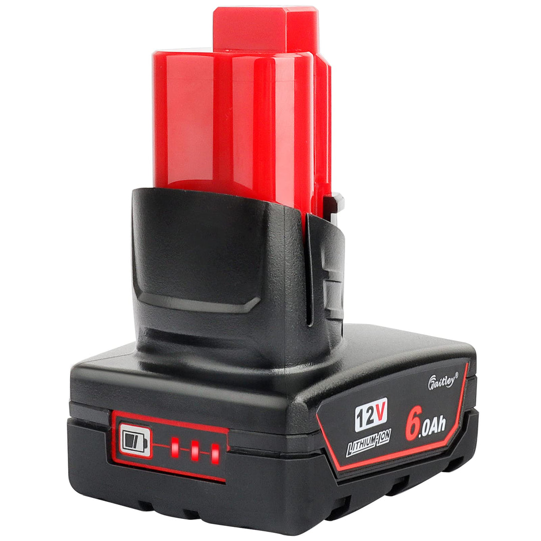 Waitley M12 12V 6Ah Ersatzakku für Milwaukee M12 Li-ion Akku 48-11-2411 48-11-2440 48-11-2402 Werkze