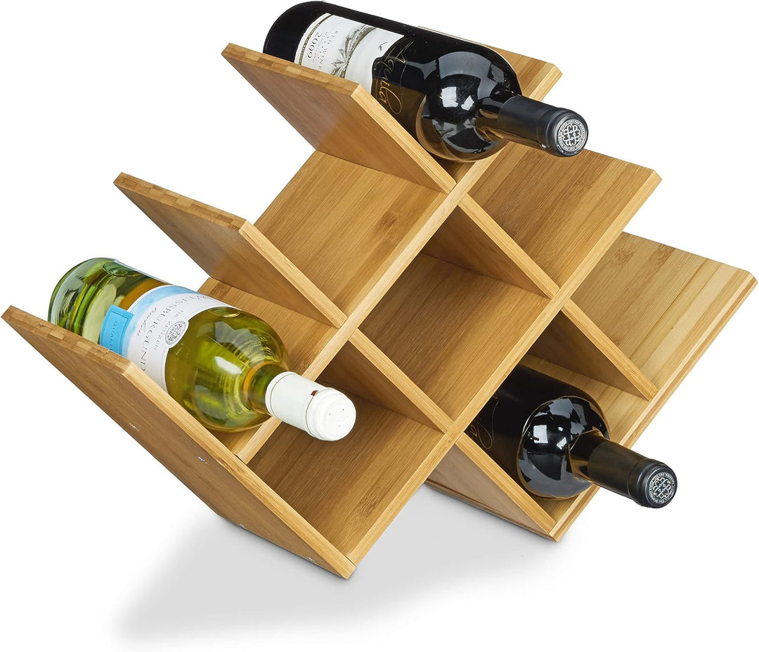 Relaxdays Weinregal aus hochwertigem Bambus H x B x T: 31,5 x 47 x 16,5 cm Flaschenhalter für bis zu