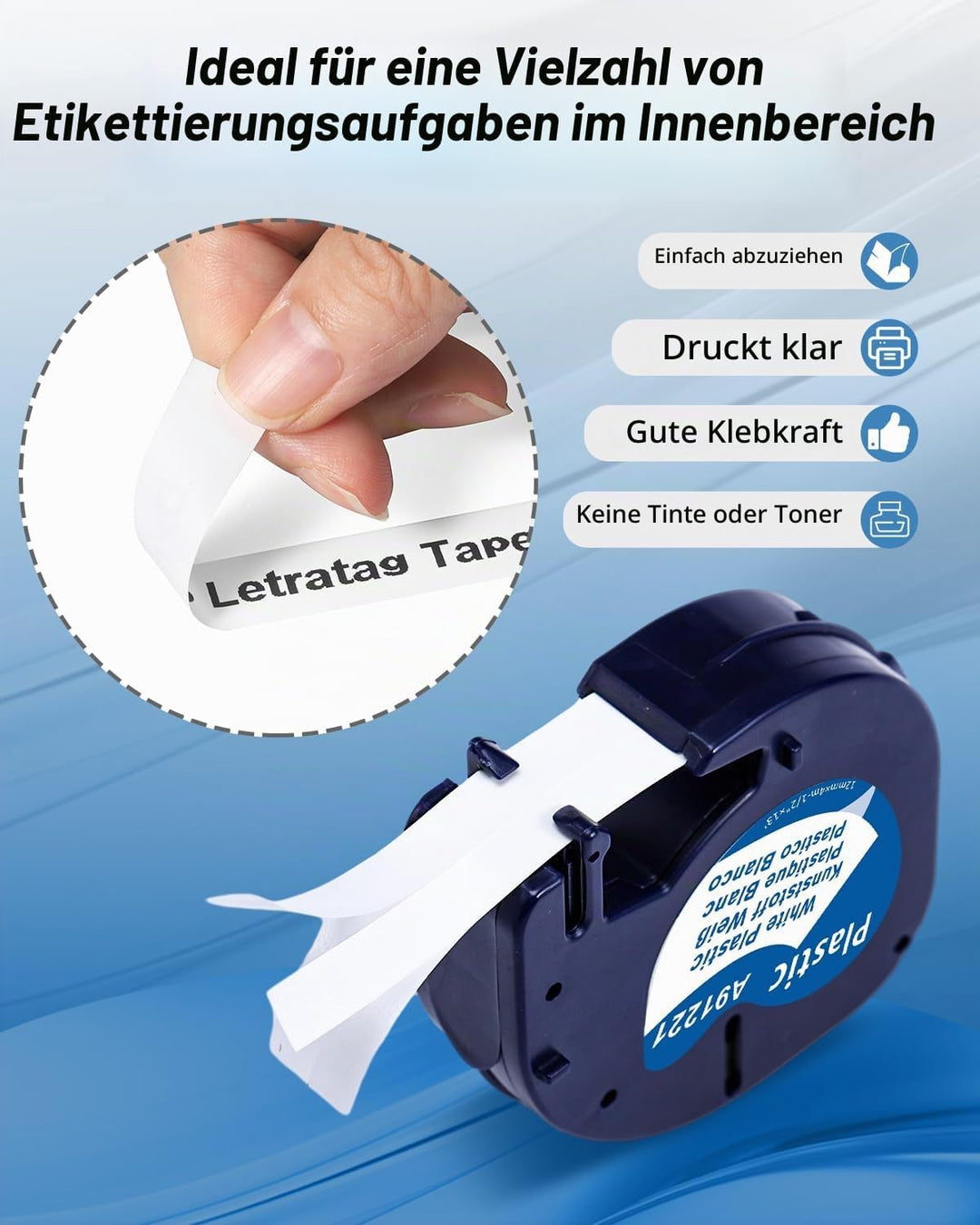 Aken Kompatibel mit Dymo Letratag Etikettenband 12mm Kompatibel mit Dymo LetraTag LT100H LT100T LT11