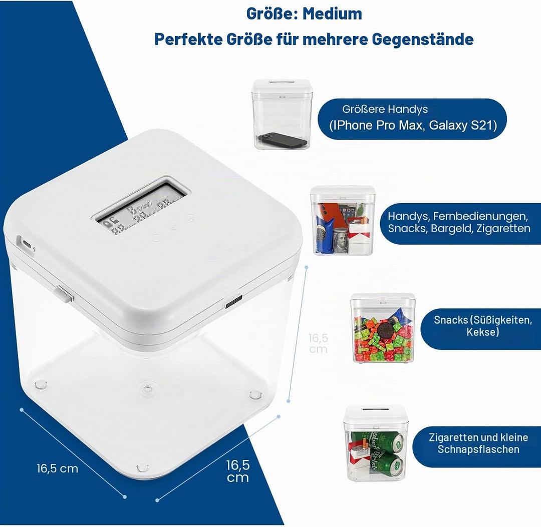 Zeitschloss-Container,Telefon-Schliesskasten mit Timer, wiederaufladbarer Behälter mit Zeitschloss,