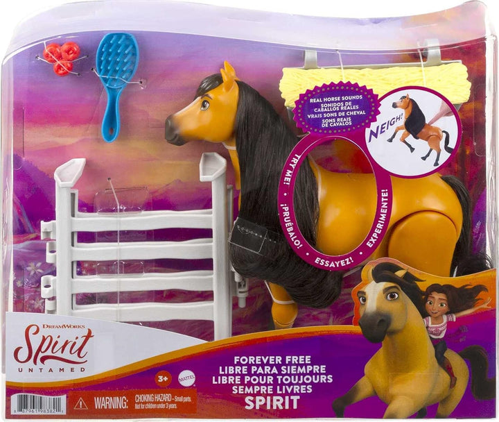 Spirit HBB22 - „Für immer frei“ Spielset mit beweglichem Spirit Pferd mit Geräuschen (20,32 cm gross