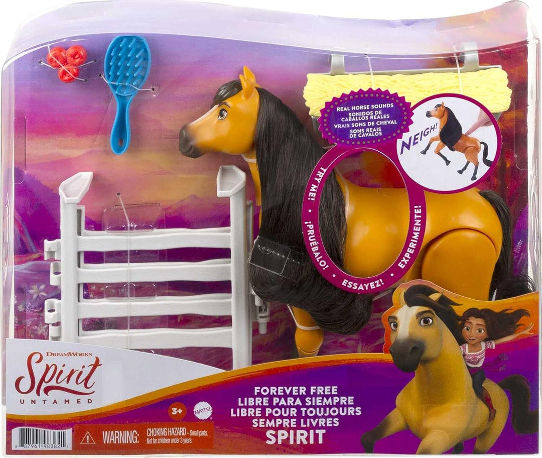 Spirit HBB22 - „Für immer frei“ Spielset mit beweglichem Spirit Pferd mit Geräuschen (20,32 cm gross