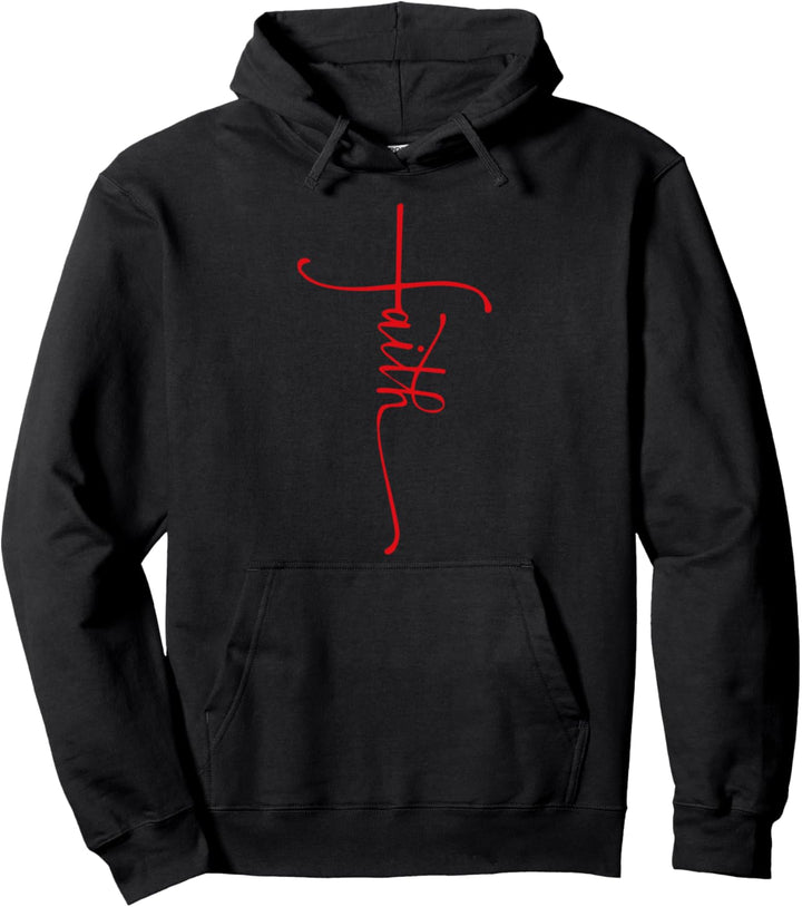 Faith Shirt, Faith Vertical Cross, Jesus Christian Cross Pullover Hoodie