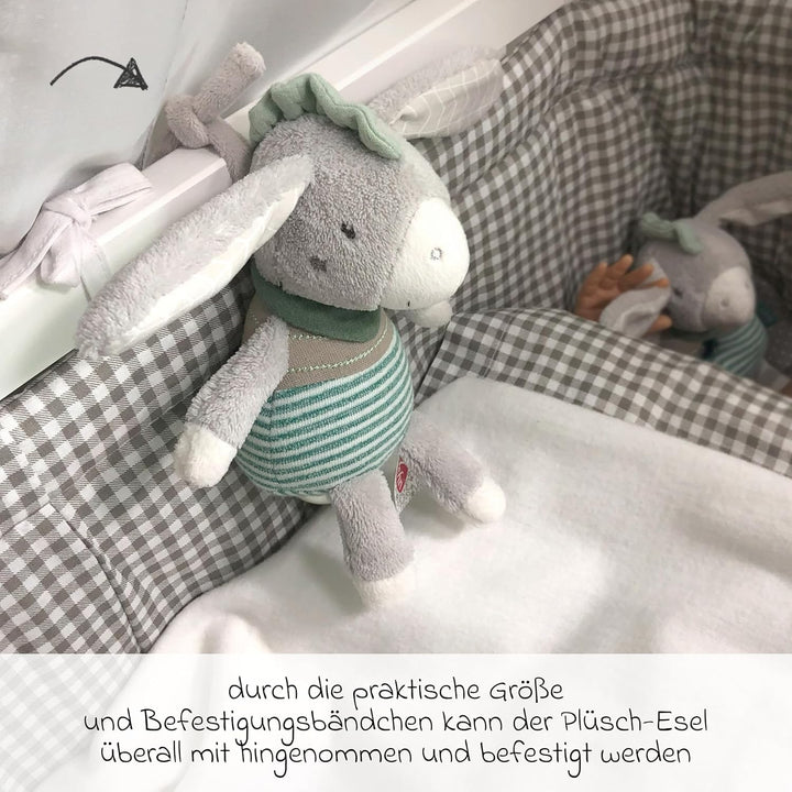Fehn Spieluhr Baby Einschlafhilfe Esel zum Aufhängen - Kuscheltier mit Melodie Weisst du wieviel Ste