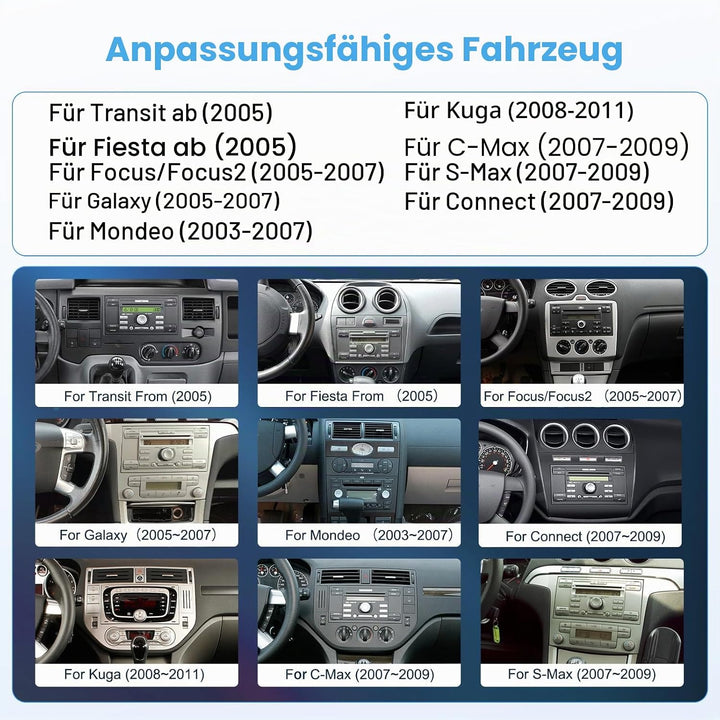 [2G+64G] Hikity Autoradio Navi Für Ford Transit Fiesta Focus Galaxy Mondeo C-Max Android Wireless Ca