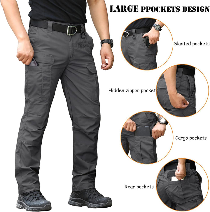 CARWORNIC Herren Taktische Militär Hose Wasserdicht Arbeit Cargohose, Dunkelgrau