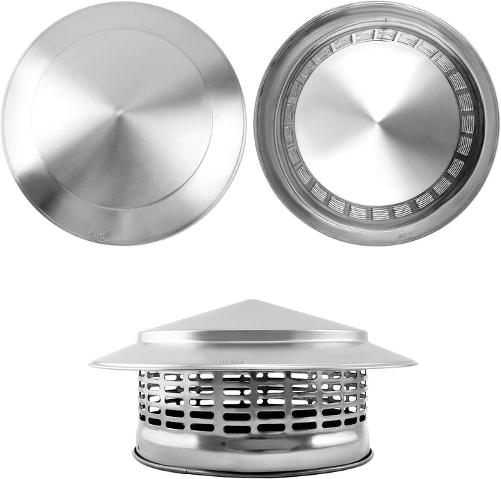 QWORK® 200 MM Regenhaube aus Edelstahl 304, Kaminhaube, Runder Regenhut, Schornsteinabdeckung Ø200,