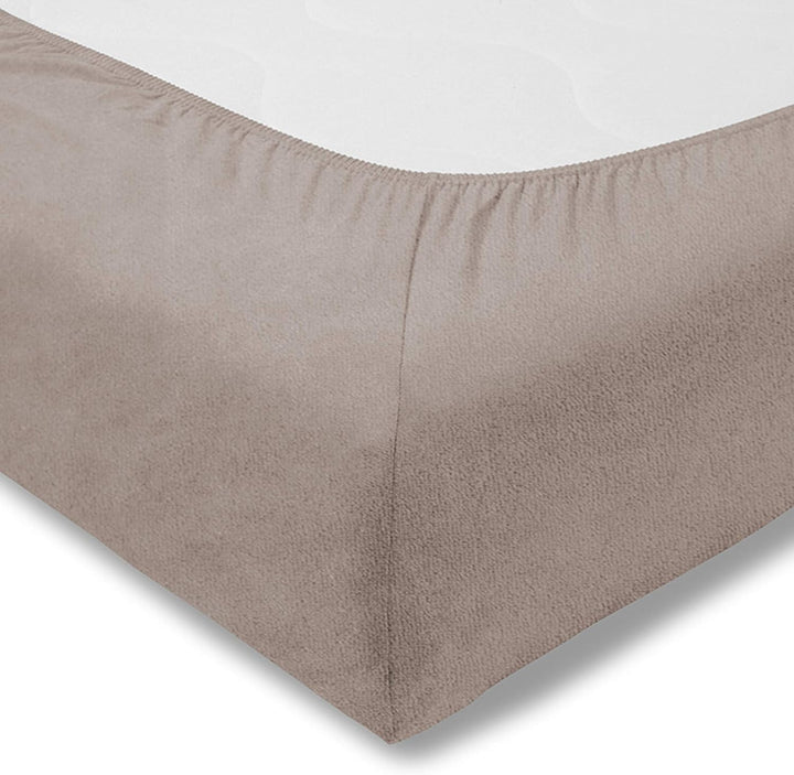 ESTELLA Spannbetttuch Samt Velours | Kiesel | Frottee | 200x200 cm | passend für Matratzen 180-200 c