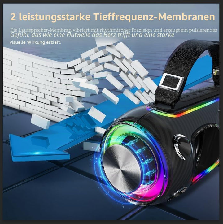 LILUOSUO Karaoke Maschine mit zwei drahtlosen Mikrofonlautsprechern, einem tragbaren Bluetooth PA-Sy