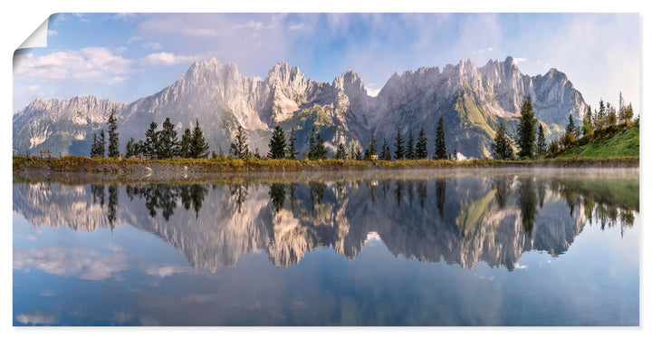 ARTland Poster Kunstdruck Wandposter Bild ohne Rahmen 100x50 cm Querformat Landschaft Berge Alpen Bä