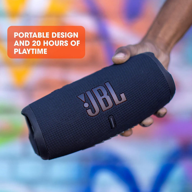 JBL Charge 5 Bluetooth-Lautsprecher in Weiss – Wasserfeste, portable Boombox mit integrierter Powerb