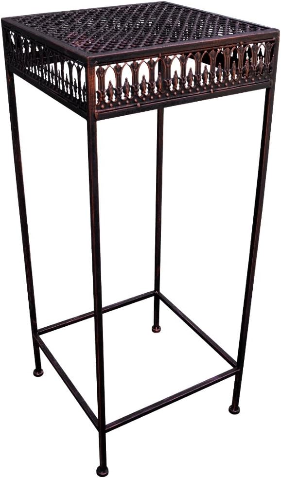 PrimoLiving Metall Blumenhocker/Beistelltisch Shabby Antik-Look braun eckig (M (P-866)), M (P-866)