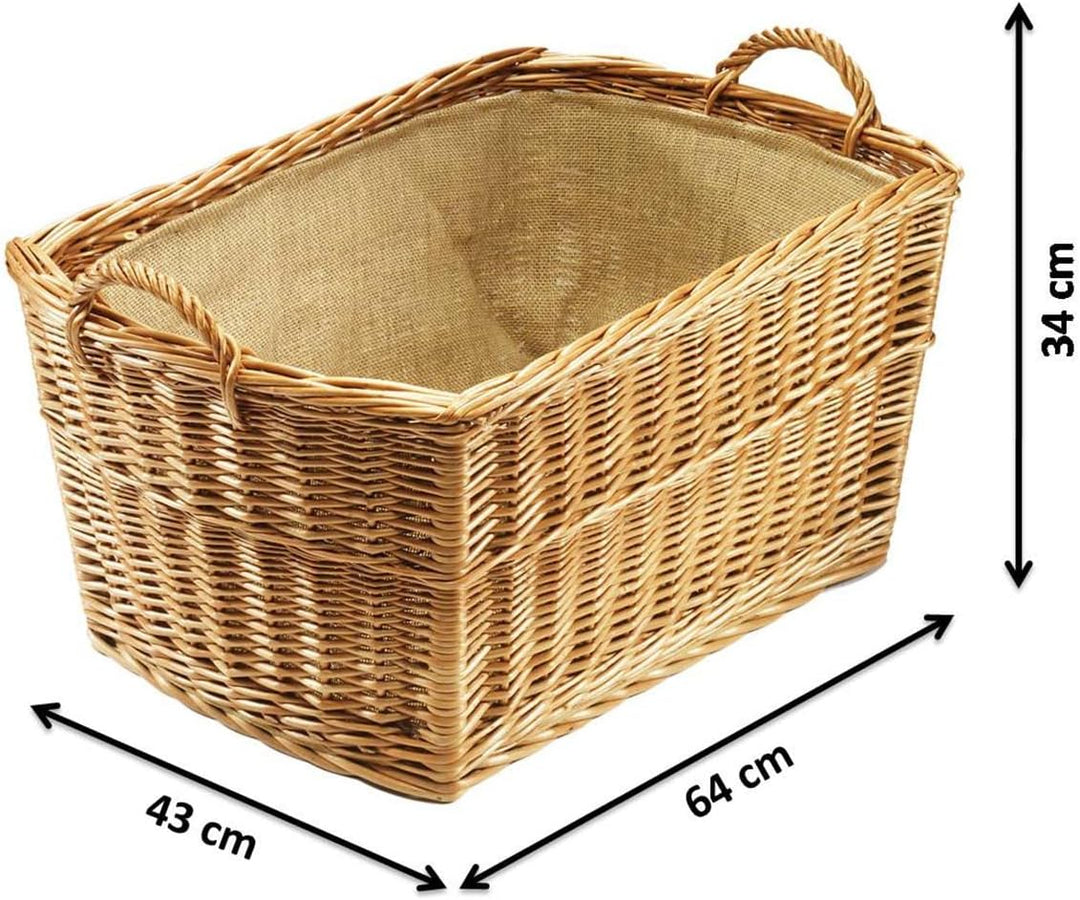 Kobolo Dekorativer Holzkorb aus Weide mit Leinenfutter
