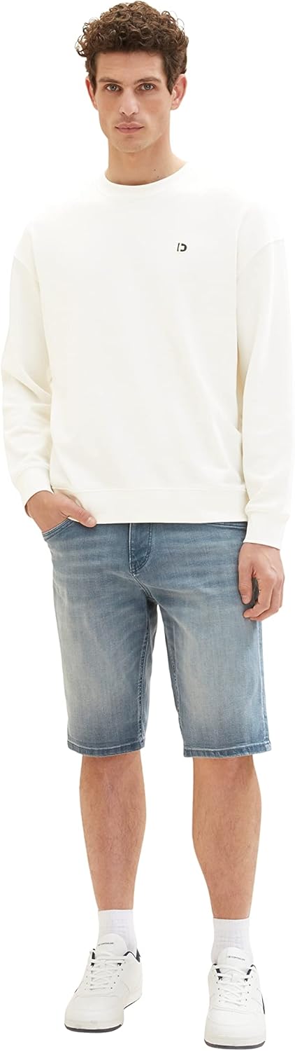 TOM TAILOR Herren Slim Fit Jeans Bermuda Shorts mit Stretch, 10160 - Blue Grey Denim