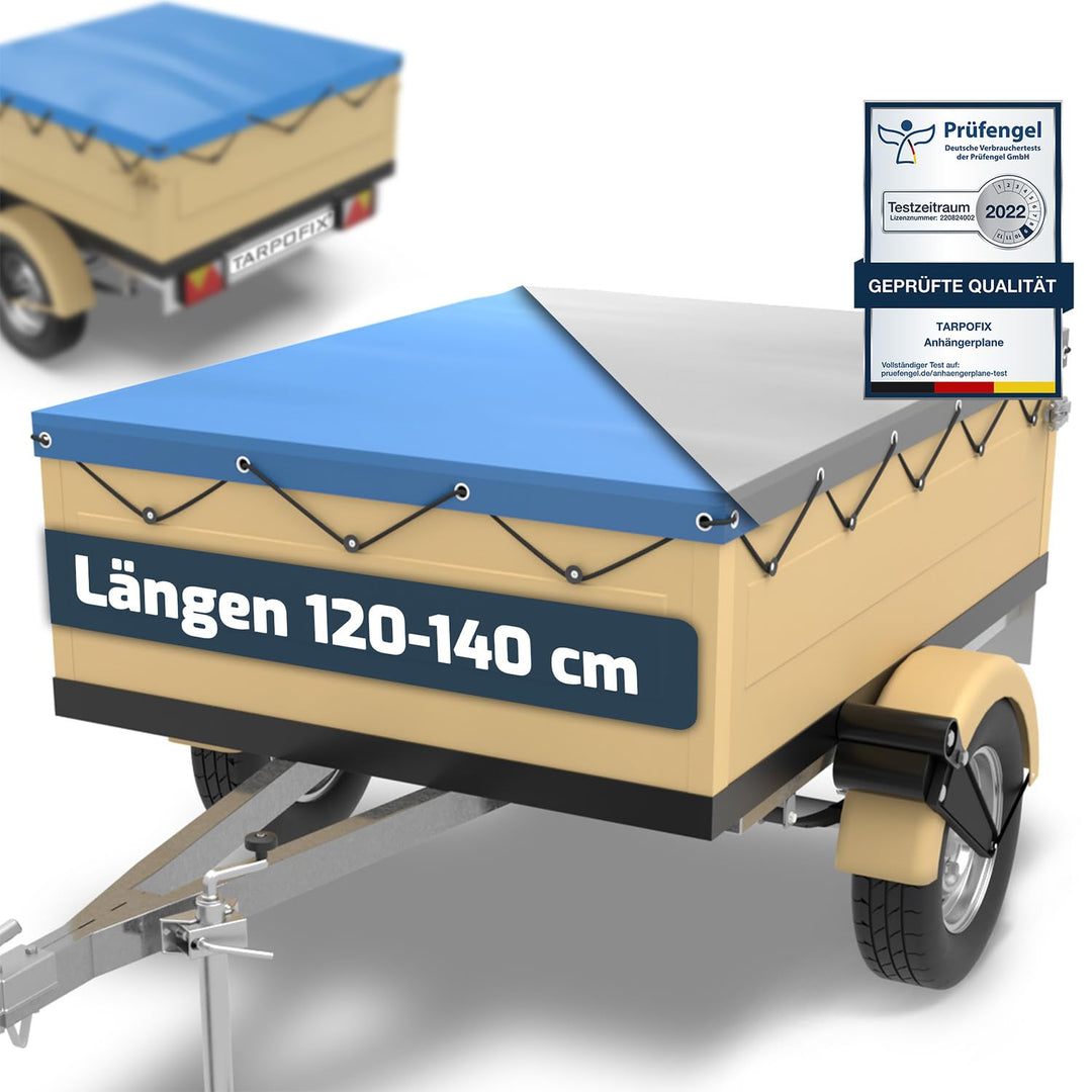 Tarpofix® Anhängerplane Flachplane 140x105x7,5 cm inkl. Planenseil - ECHTES PVC PLANENMATERIAL - Ran