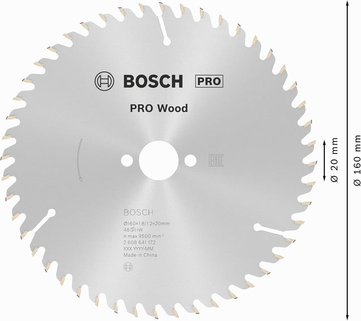 Bosch Professional Kreissägeblatt Optiline Wood (für Holz, 160 x 20 x 1,8 mm, 48 Zähne, Zubehör Krei