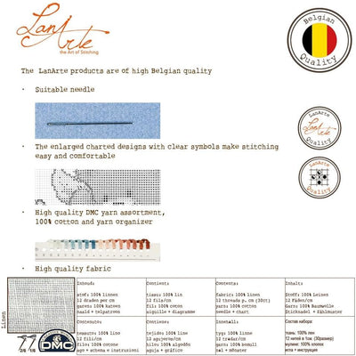 Lanarte Zählmusterpackung Stillleben m. Blumen Leinen Kreuzstichpackung, Baumwolle, Mehrfarbig, 53 x