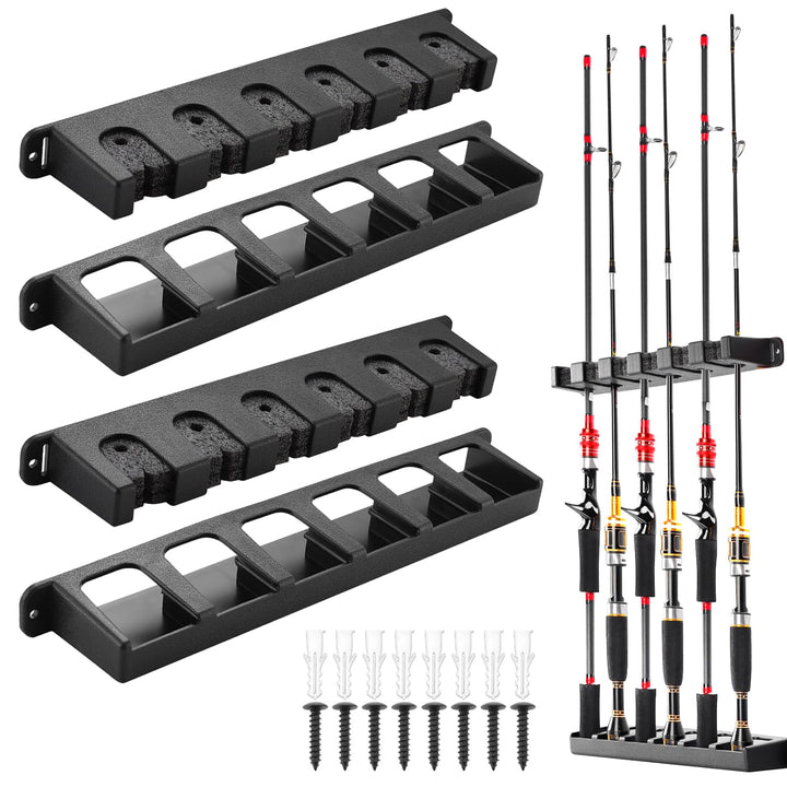 SUNOYA Rutenständer Rutenhalter Wandhalterung, 2 Paar Rutenhalter Wand, Angelrutenhalter Wand Vertik
