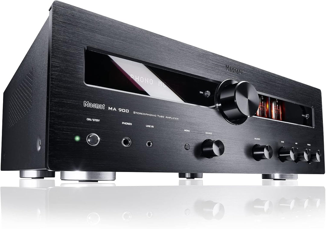 Magnat MA 900, robuster Stereo Hybrid-Verstärker mit hochwertiger Aluminium-Front und hoher Ausgangs
