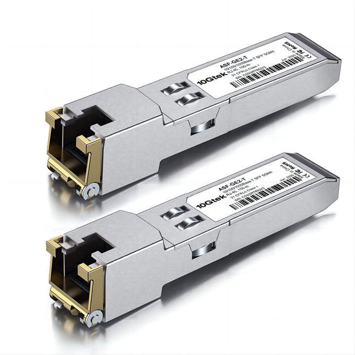 [2 Stück] 10/100/1000Base-T SFP RJ45 Modul, Auto-Negotiation Kupfer Mini-Gbic Transceiver Kompatibel
