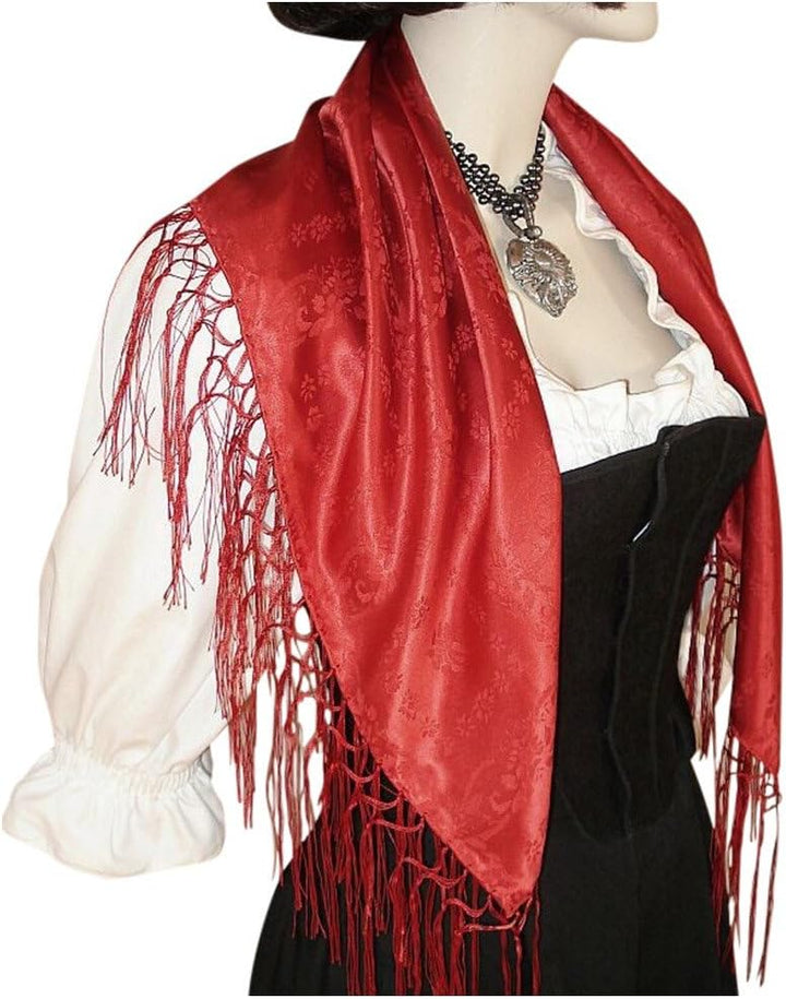 Seidentuch Dirndl-Trachtentuch Tuch hell-rot 75x75cm Dirndltuch Seide Fransentuch für Tracht Trachte