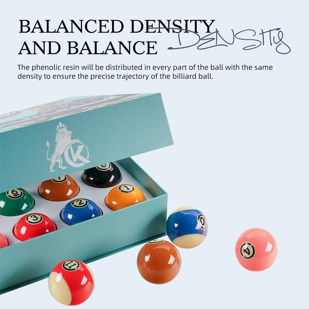 KONLLEN Phenolic Resin Billiard Balls Set 2-1/4'' Regulation Size Tournament Pool Balls Set Pool Tab