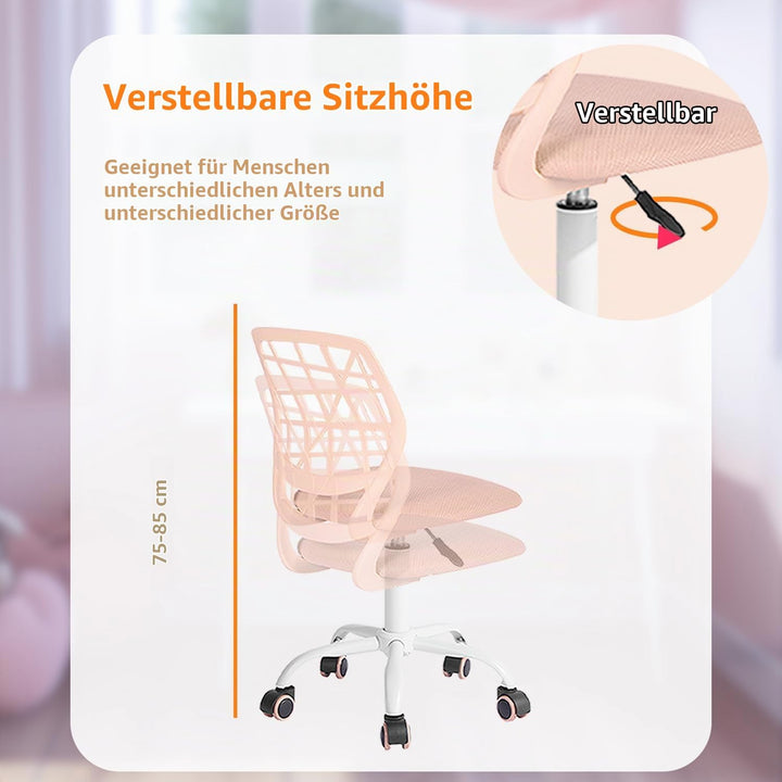 FurnitureR Home Office Stuhl, ergonomischer höhenverstellbarer Drehstuhl mit Rollen, moderner Comput