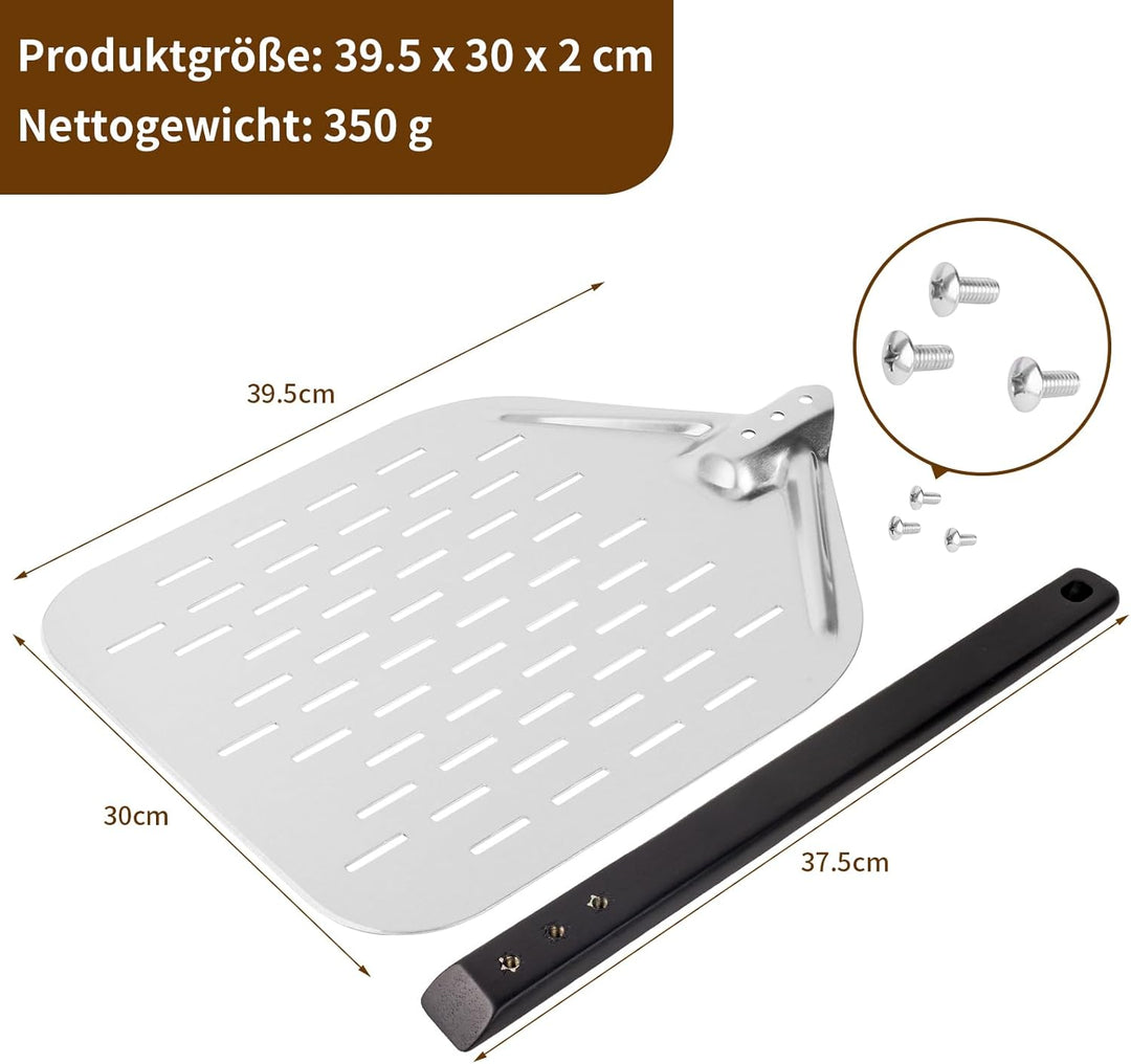 Pizzaschieber Pizzaschaufel 40 * 30cm 12 Zoll Pizza schieber，Leichten Gleiten auf Pizzastein Perfori