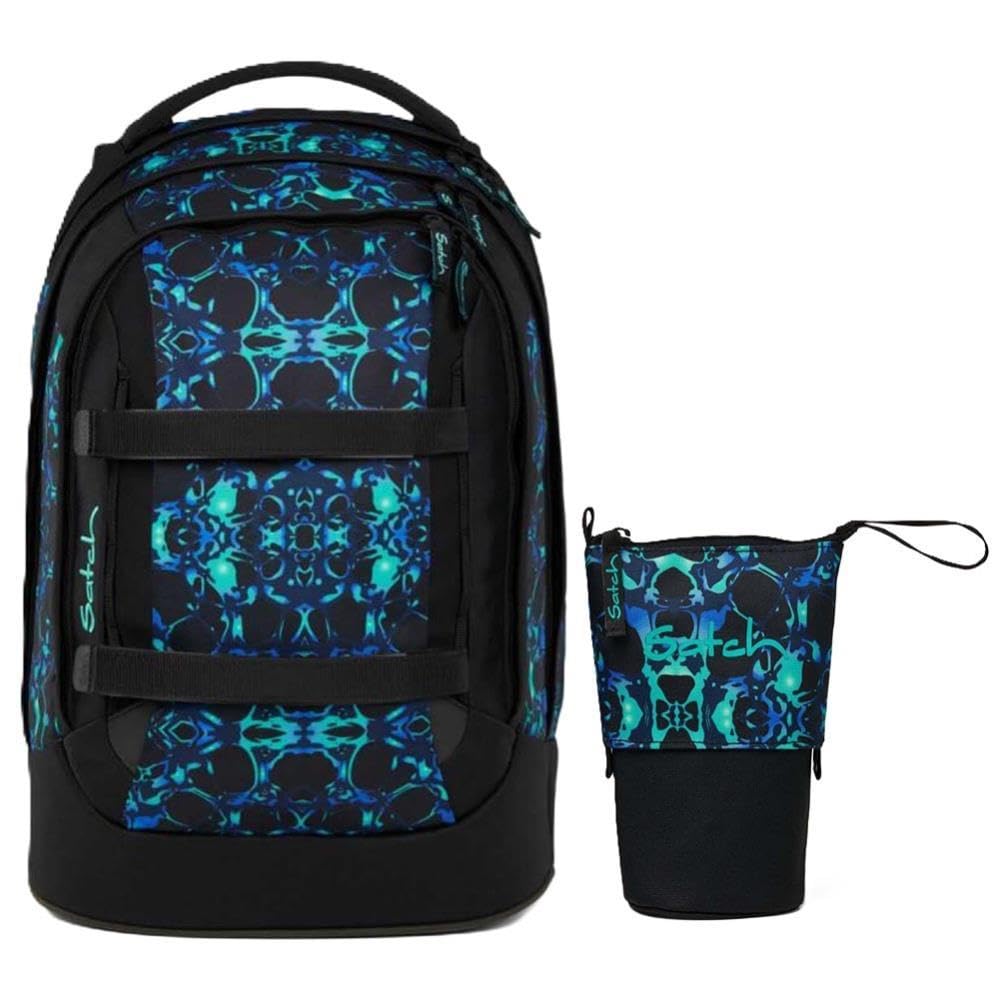 Satch Pack Schulrucksack Set 2tlg. inkl. Pencil Slider (Caleido Blue), Caleido Blue