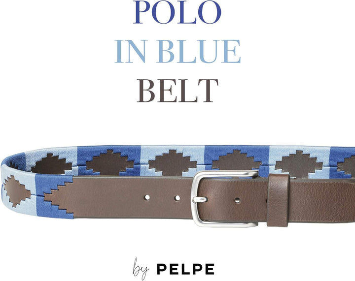 PELPE Argentinischer Ledergürtel mit passender Schnur und Lederarmband. Auf Leder gestickter Gürtel