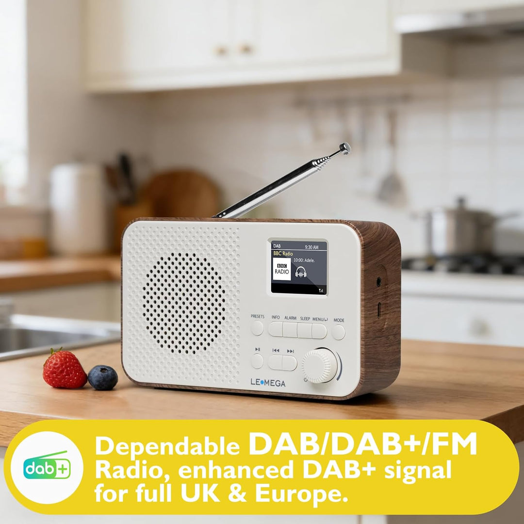 LEMEGA DAB Go DAB+/UKW Radio – Small Radio,Digital Radio with Bluetooth Streaming,Simple Controls,OL