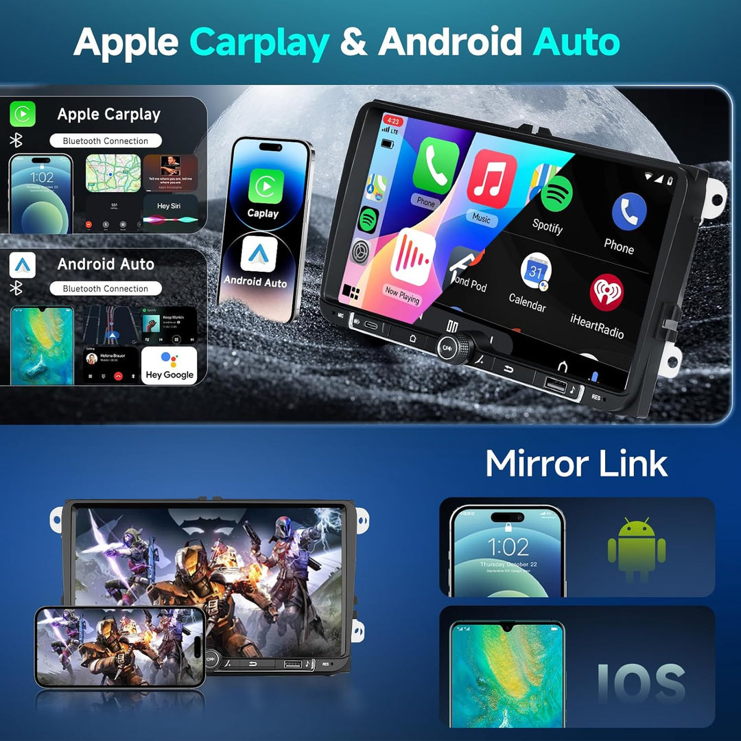 Hodozzy 4G+64G Android Autoradio für VW Seat Altea Toledo Leon Skoda Fabia Passat mit Wireless Carpl