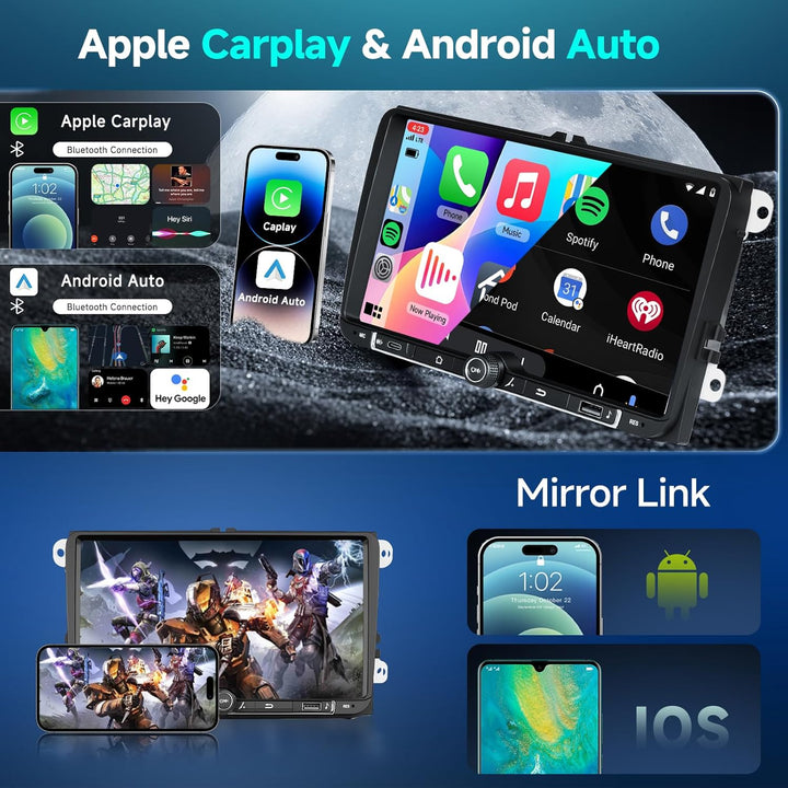 Hodozzy 4G+64G Android Autoradio für VW Seat Altea Toledo Leon Skoda Fabia Passat mit Wireless Carpl