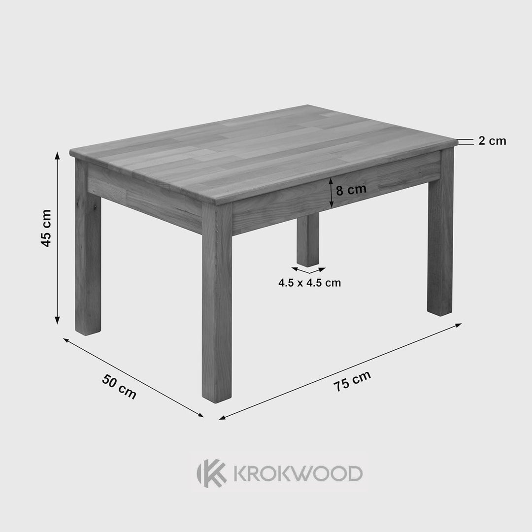 Krok Wood Couchtisch Tomas aus Massivholz, Farbe Grau (Buche, 75 x 50 x 45 cm), Grau