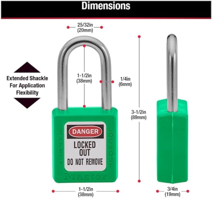 Master Lock ml410grn eingegeben verschiedenen Vorhängeschloss, grün, 1/4" x 1-1/2" 9.4 cm x 5.1 cm x