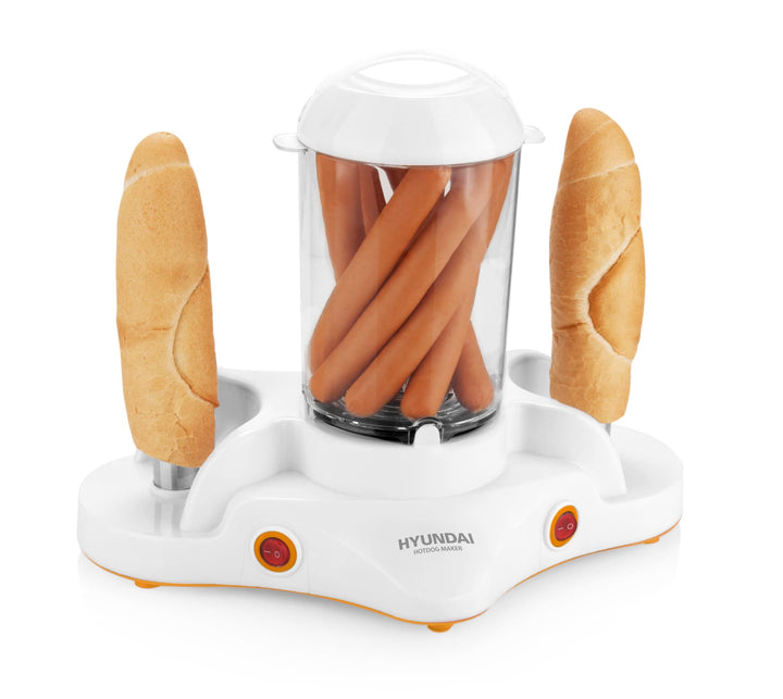 HYUNDAI Hot-Dog-Maker HDM 120 I 1-12 Würstchen I 1-6 Eier I Maiskolben kompatibel I 2 Ständer zum er