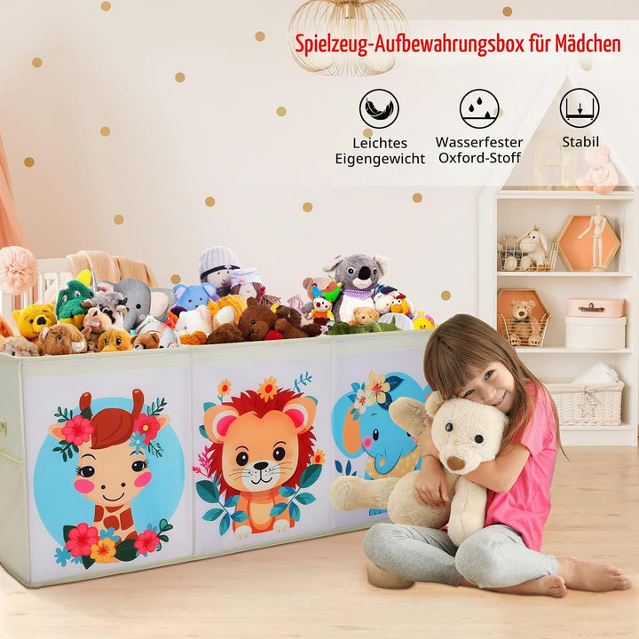 Gross Aufbewahrungsbox mit Deckel Kinder, Zusammenklappbare Oxford-Netztaschen Spielzeugkiste mit Gr