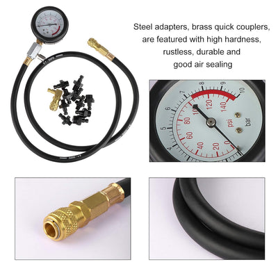 WiMas Motorzylinder Öldruckmesser, Werkzeugsatz für Benzindiagnosetester für Kraftfahrzeuge, 0-10 Ba