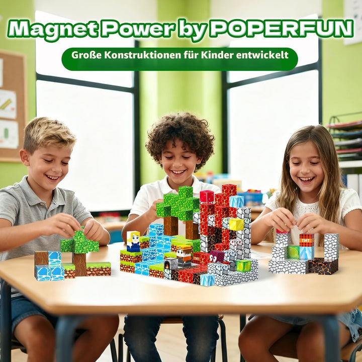 Magnetische Bausteine 150 Teile, Magnetbausteine Kinder ab 3-10 Jahren Jungen und Mädchen, Bauwelt M