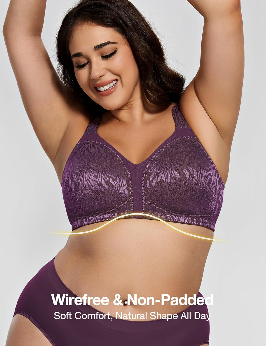 Deyllo Damen Vollschalen Minimizer BH Nicht Bügel Grosse Grössen BH Klassischer Lila 80F, Lila 80F