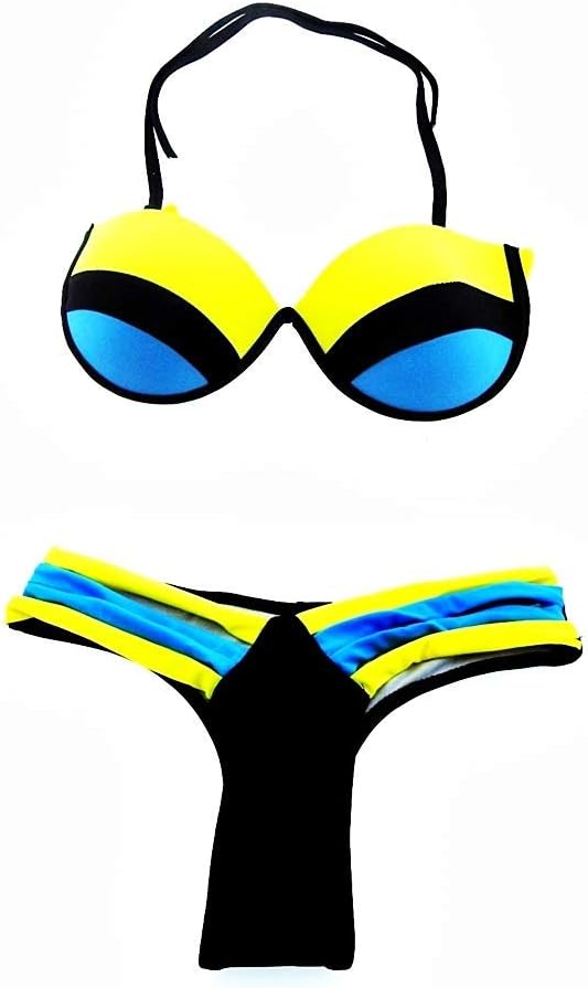 Badeanzug - Zwei Stücke - Bikini - Erwachsene Frau - Mädchen - sexy - blau und gelb - Geburtstagsges