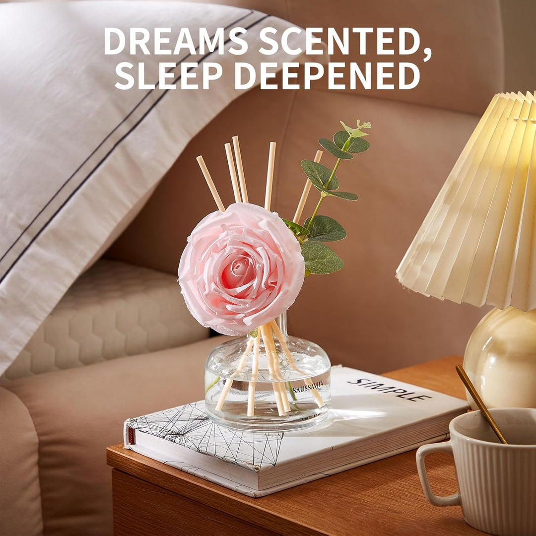 Blume Raumduft Diffuser 120 Tage Rose Duft für Badezimmer Deko, Natürlich und Langanhaltend Aroma Di