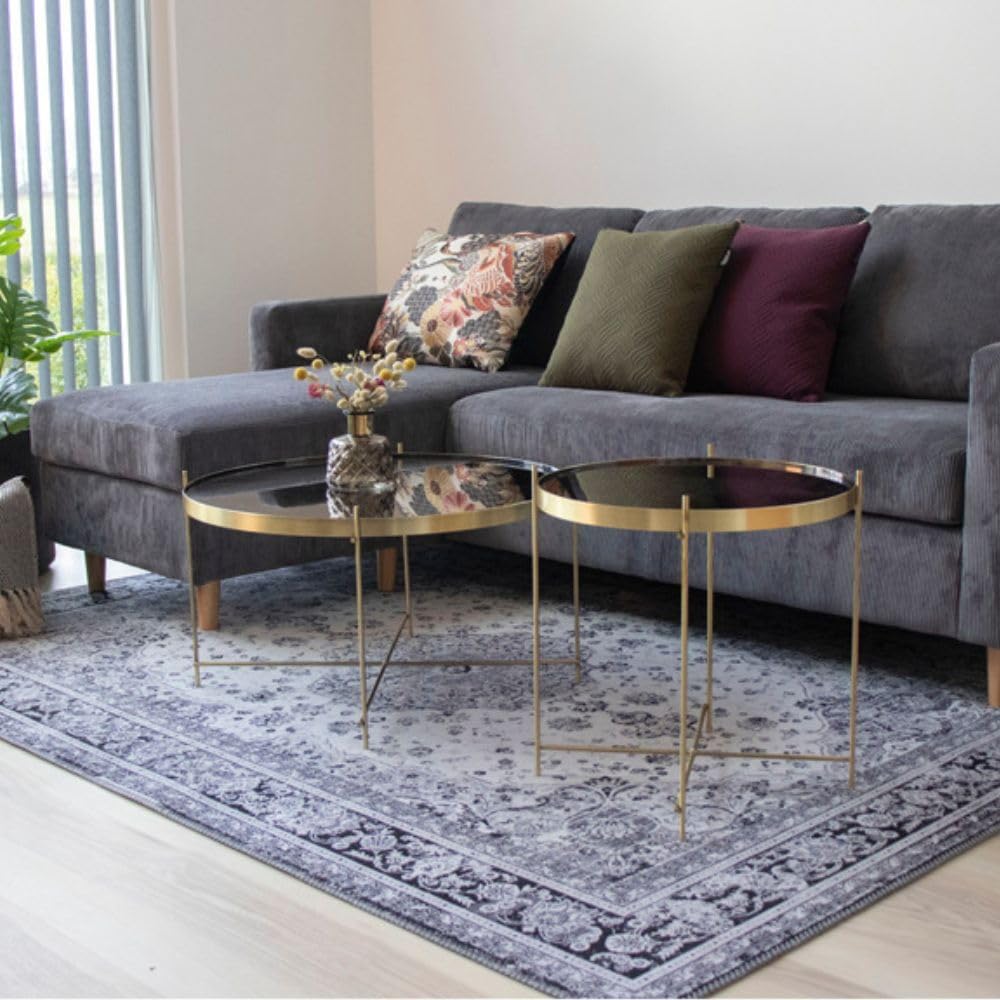 LEBENSwohnART Eleganter Couchtisch VENEDIG messingfarbig ca. ø70cm