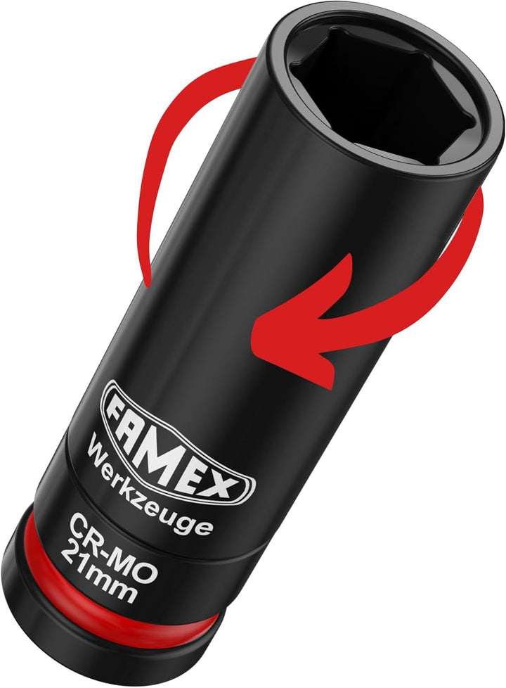 FAMEX 10886-3N-KS Drehmomentschlüssel 1/2" (12,5mm) | 30-210 Nm mit Kalibrierschein - Sparset mit Sc
