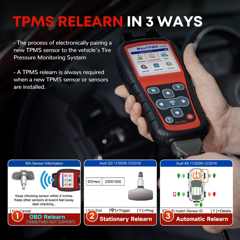 Autel MaxiTPMS TS508, Professional für Aktivieren/Neulernen Aller Sensoren, TPMS Reset, TPMS Program