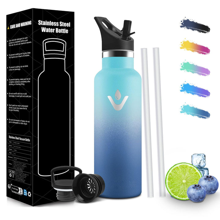 HoneyHolly Trinkflasche Edelstahl 500ML, BPA-Frei, Trinkflasche Kinder, Doppelwandig Vakuumisoliert,
