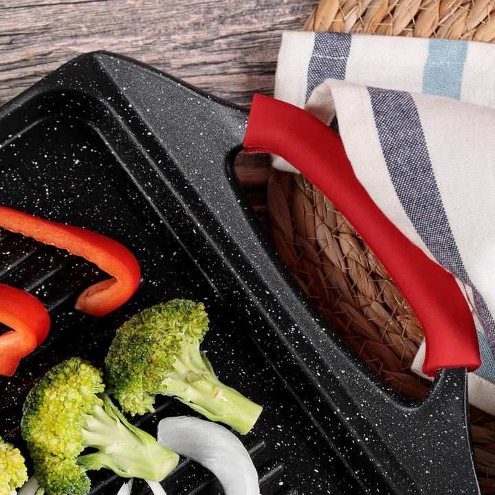 Kamberg - Grillplatte 45 x 27 cm – Aluminiumguss – Beschichtung Typ Stein – für alle Herde, auch Ind