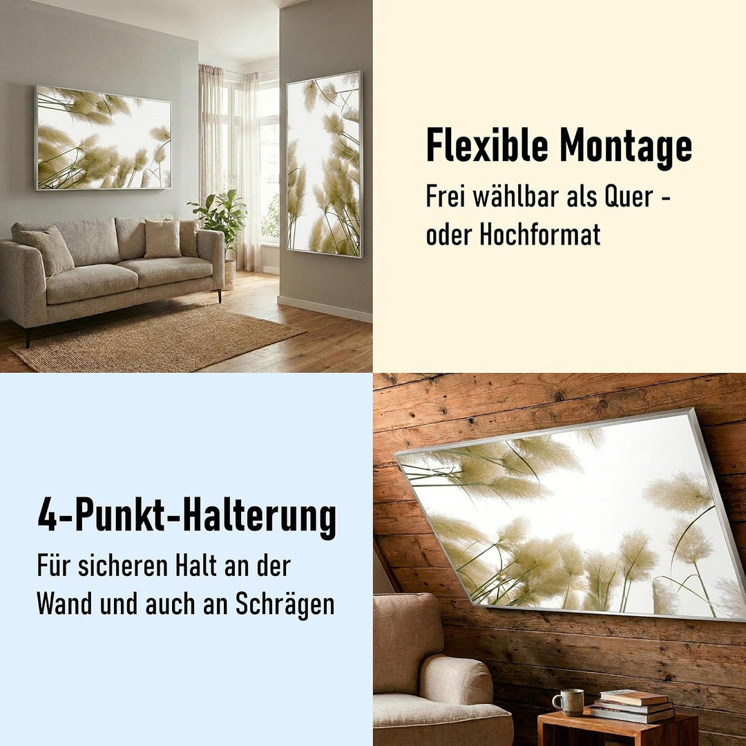 STEINFELD Bild Infrarotheizung mit Thermostat | Made in Germany | viele Motive 350-1200 Watt Rahmen