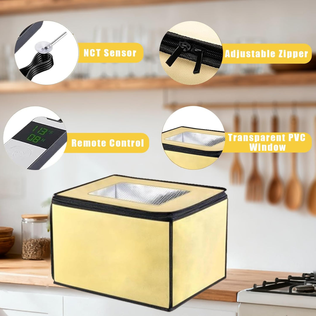 Brot Gärbox Sauerteig mit Heizung, Faltbare Elektrischer Brot Gärschrank mit Einsteckbarem NTC Tempe