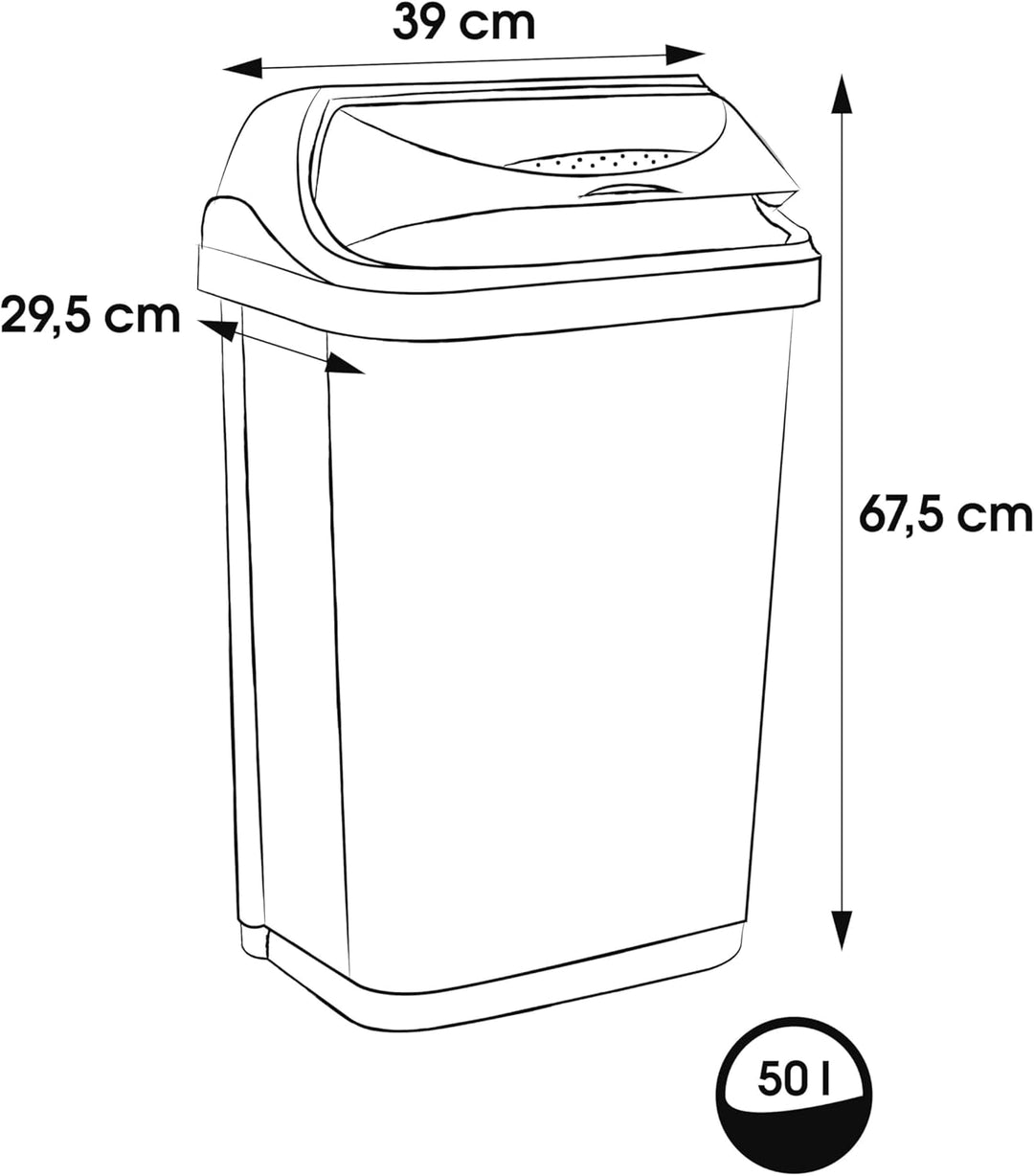 keeeper Abfallbehälter mit Rolldeckel, 50 l, Rasmus, Silber Rasmus Hell-Silber 1x 50 L, Rasmus Hell-
